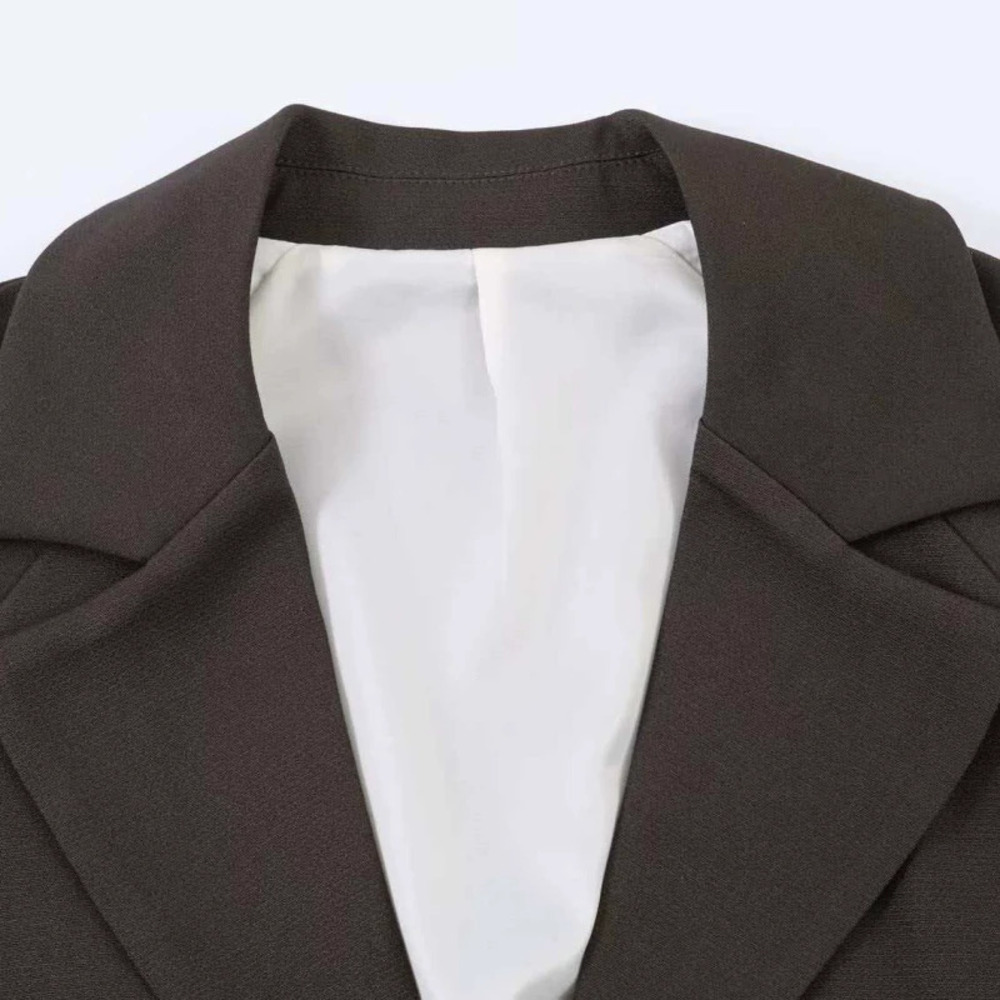 ZARA Fall Vintage Versatile Brown One Button Casual Blazer